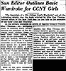 Ticker Article, 10/30/1939, Sun Editor Outlines Basic Wardrobe for CCNY Girls
