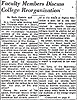 Ticker Article, 11/6/1939, Faculty Discusses College Reorganization 