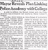 Ticker Article, Mayor 
            Reveals Plan Linking Police Academy with College, 09/21/1954