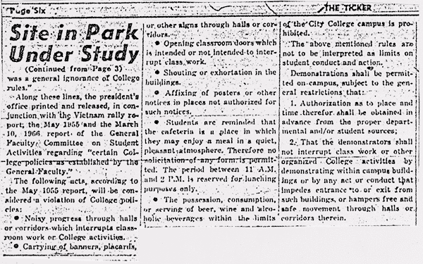 Article from The Ticker, May 17, 1966