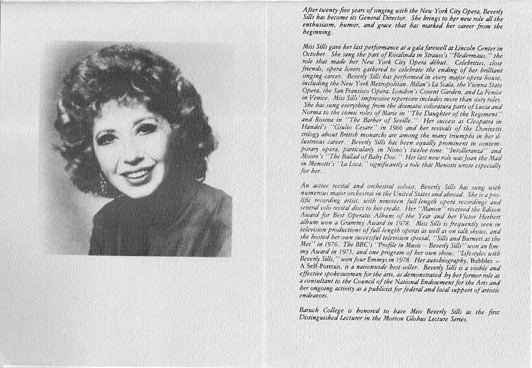  Beverly Sills Globus Lecture Invitation 