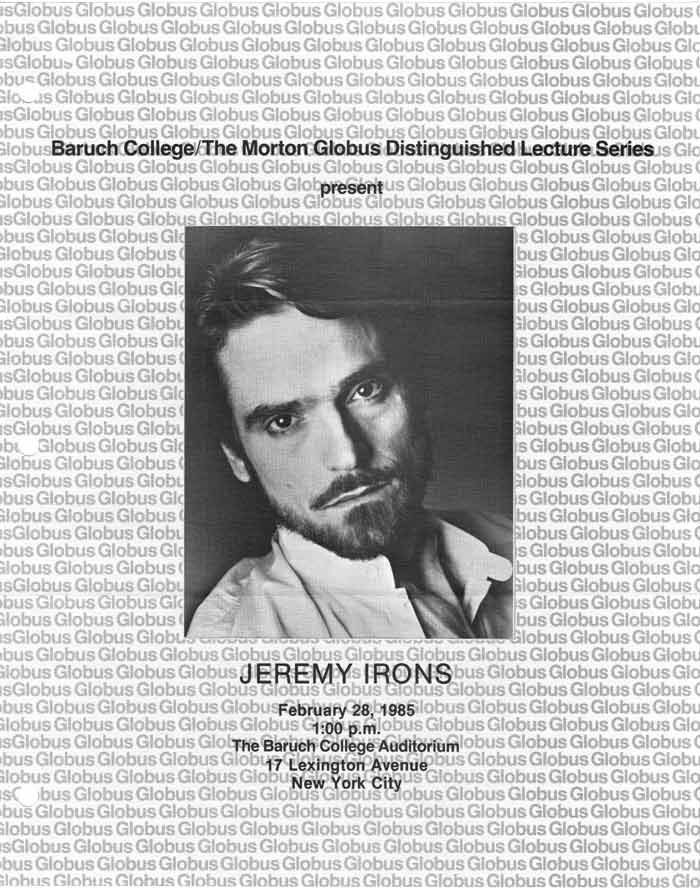 Jeremy Irons Globus Lecture Invitation