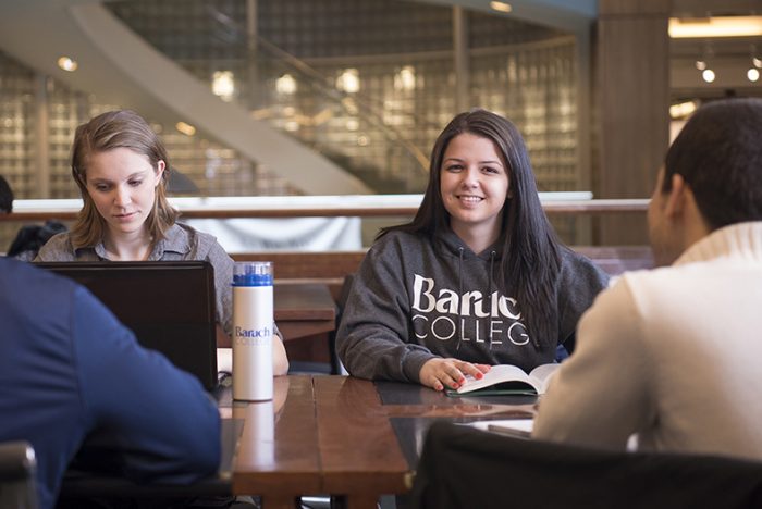 Baruch students studying inside